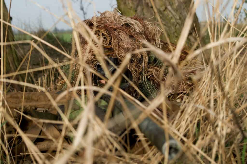 rifle sticking out of yellow grass